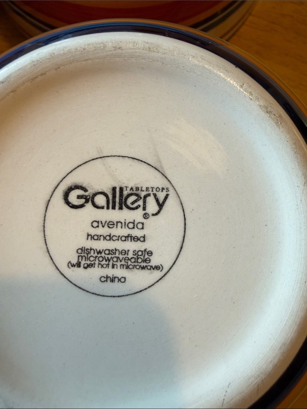 Set of 4 Gallery Striped Ceramic Bowls in Red, Orange, Blue, Green and Cream - Picture 4 of 4